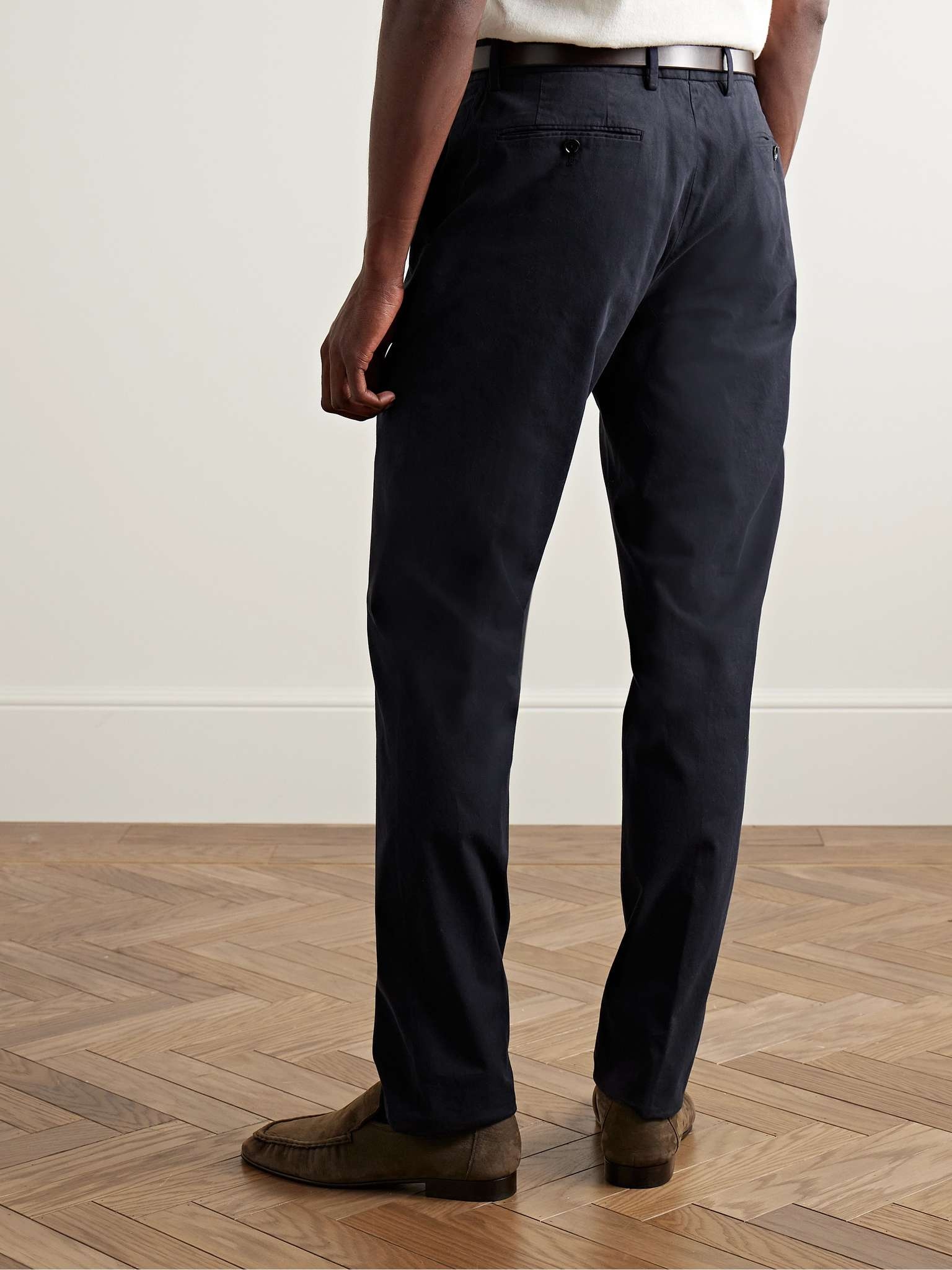 Slim-Fit Straight-Leg Stretch-Cotton Twill Trousers - 4