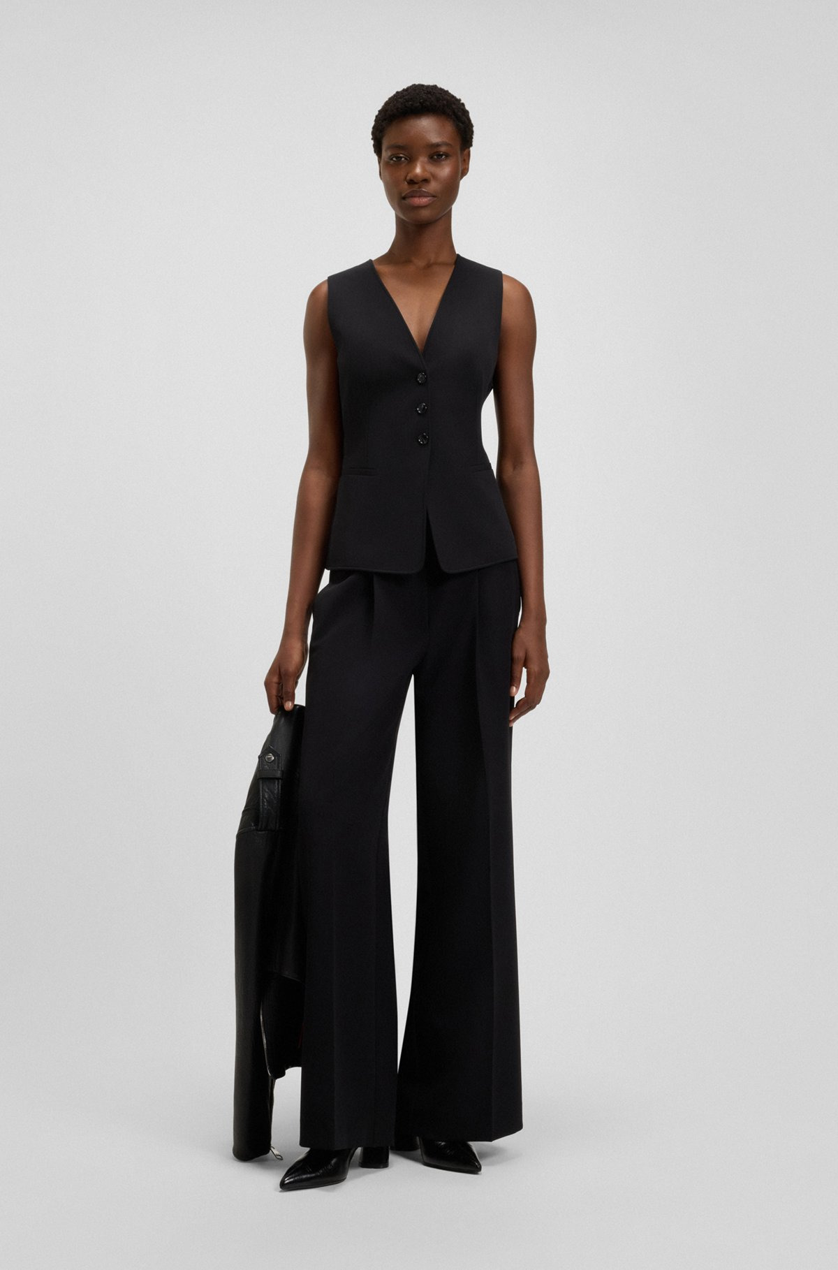 ADJUSTABLE WAISTCOAT IN STRETCH CREPE - 3