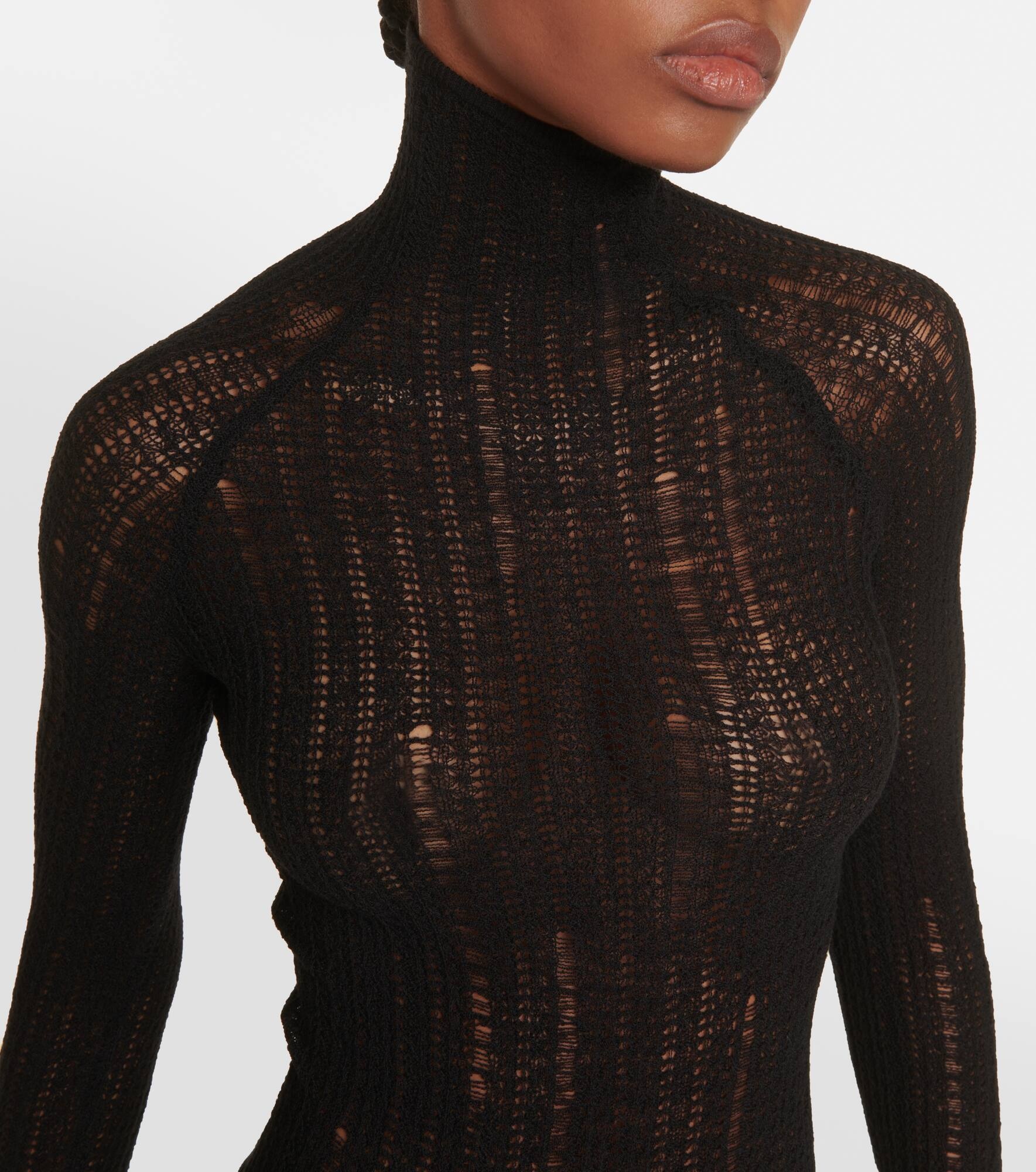 Distressed wool-blend midi dress - 4