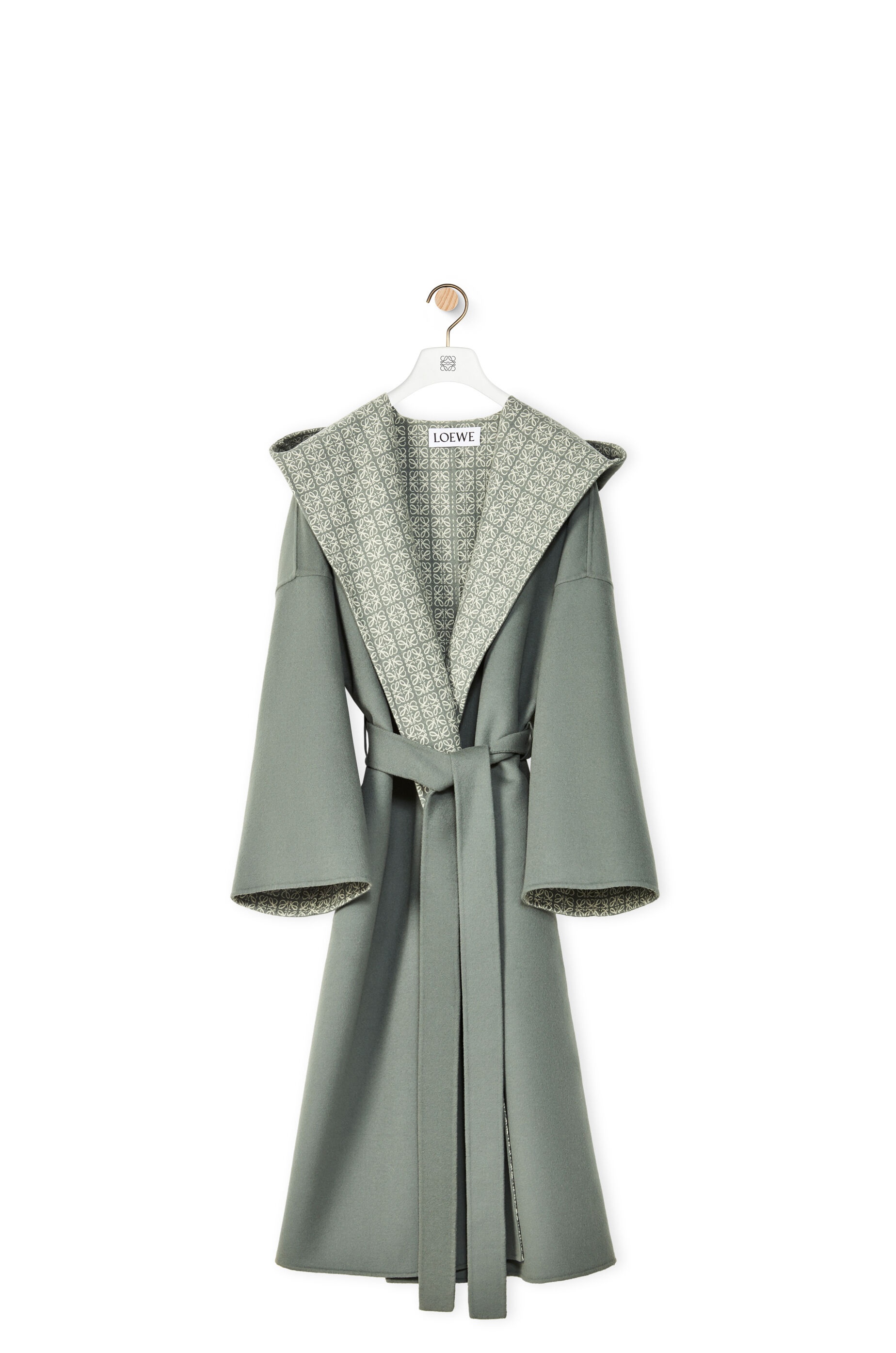 Anagram jacquard hooded coat in wool - 1
