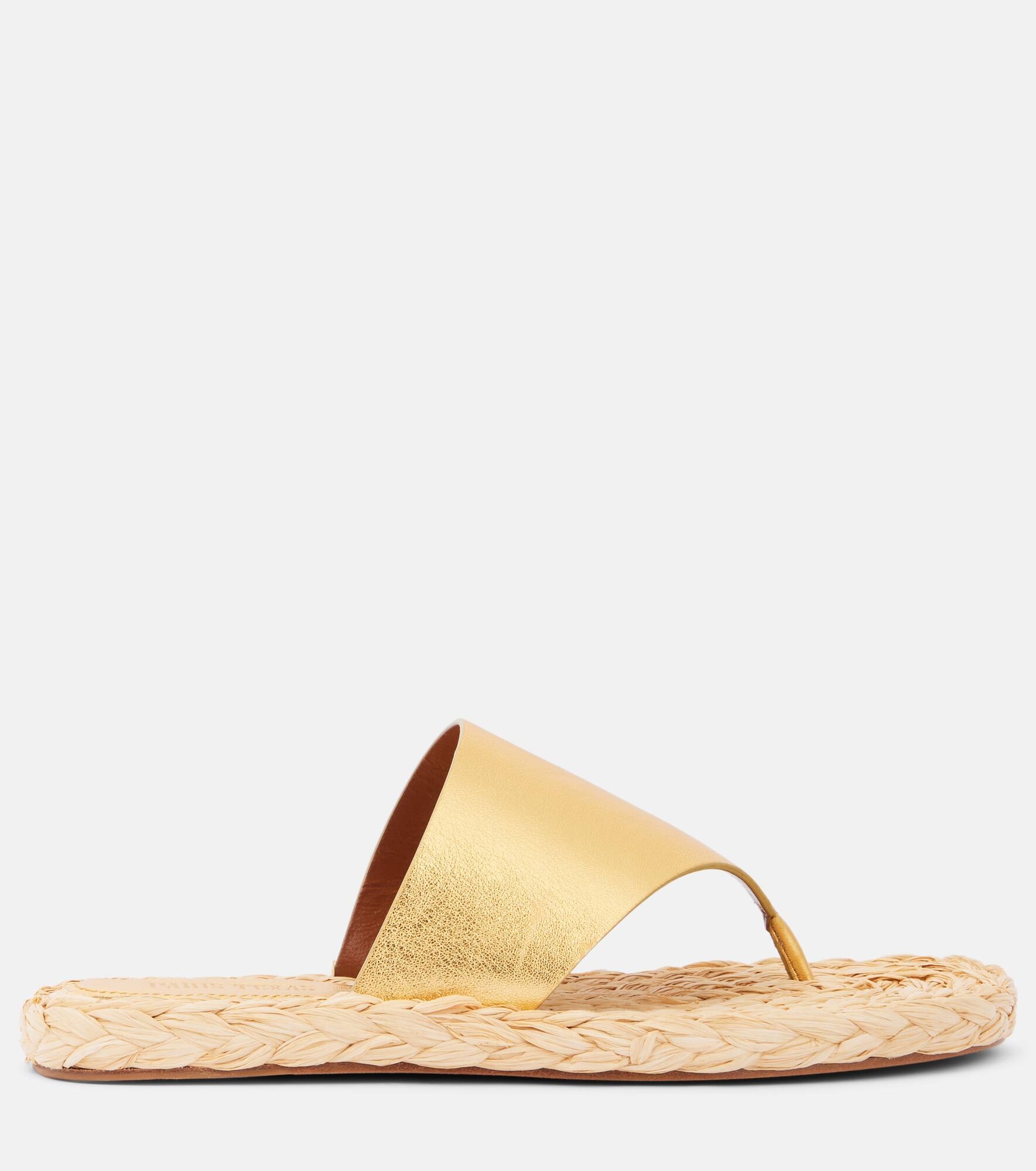 Amalfi metallic leather thong sandals - 4