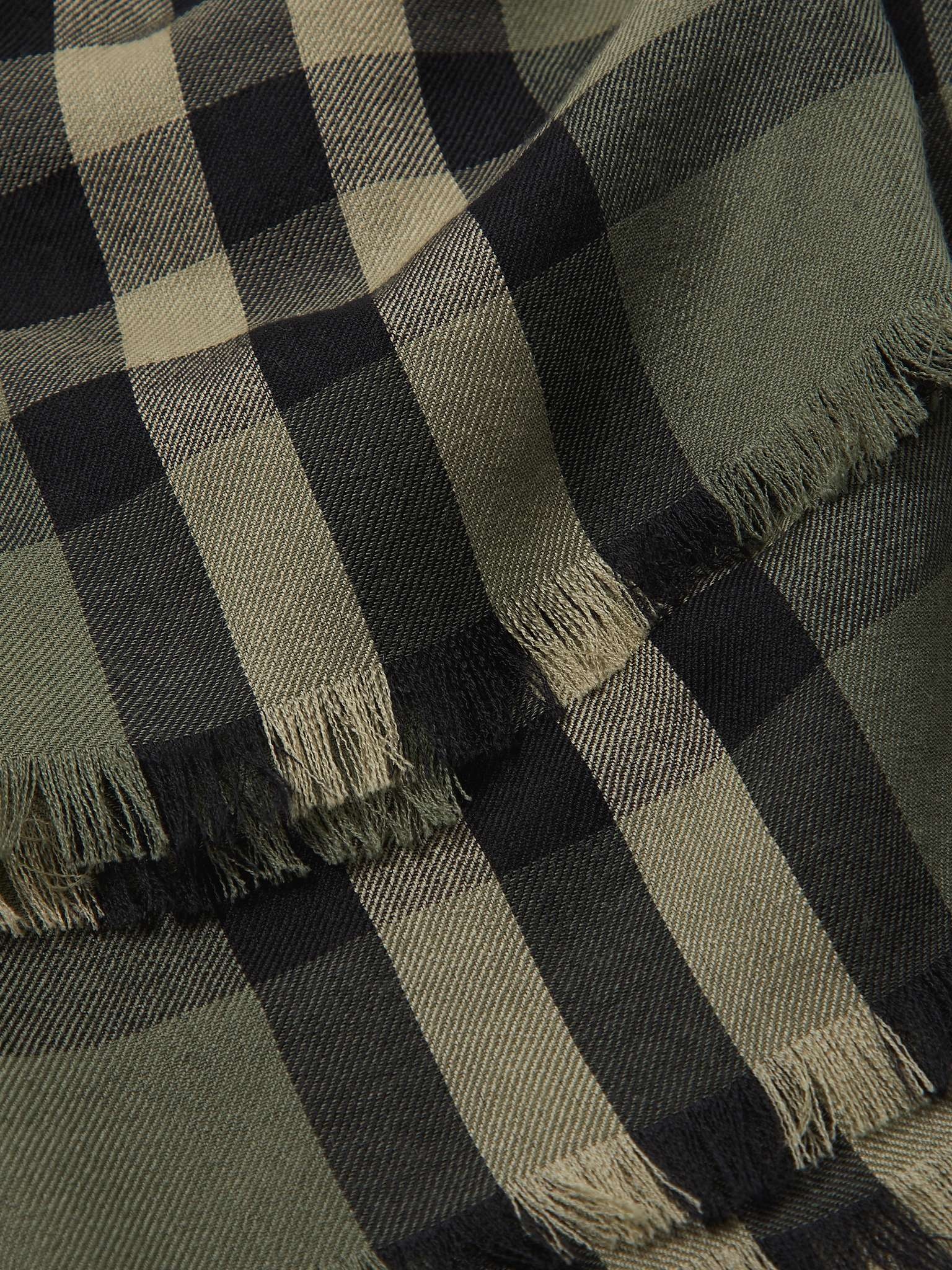 Fringed Checked Cashmere Scarf - 3