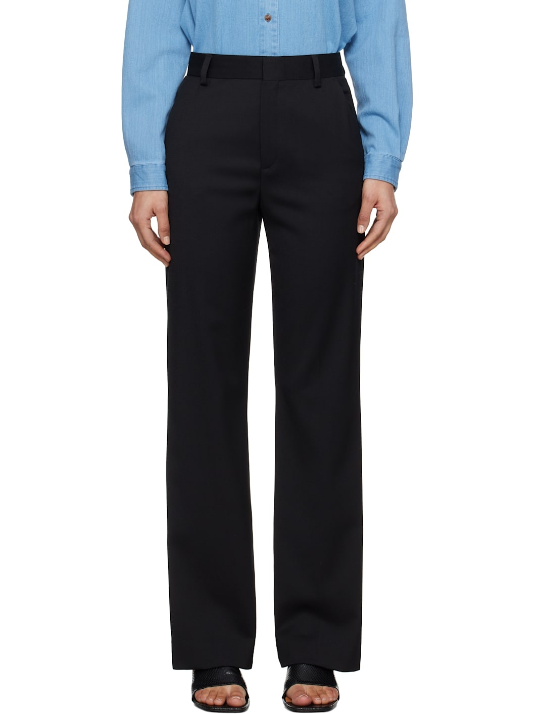 Black High Waist Bootcut Trousers - 1