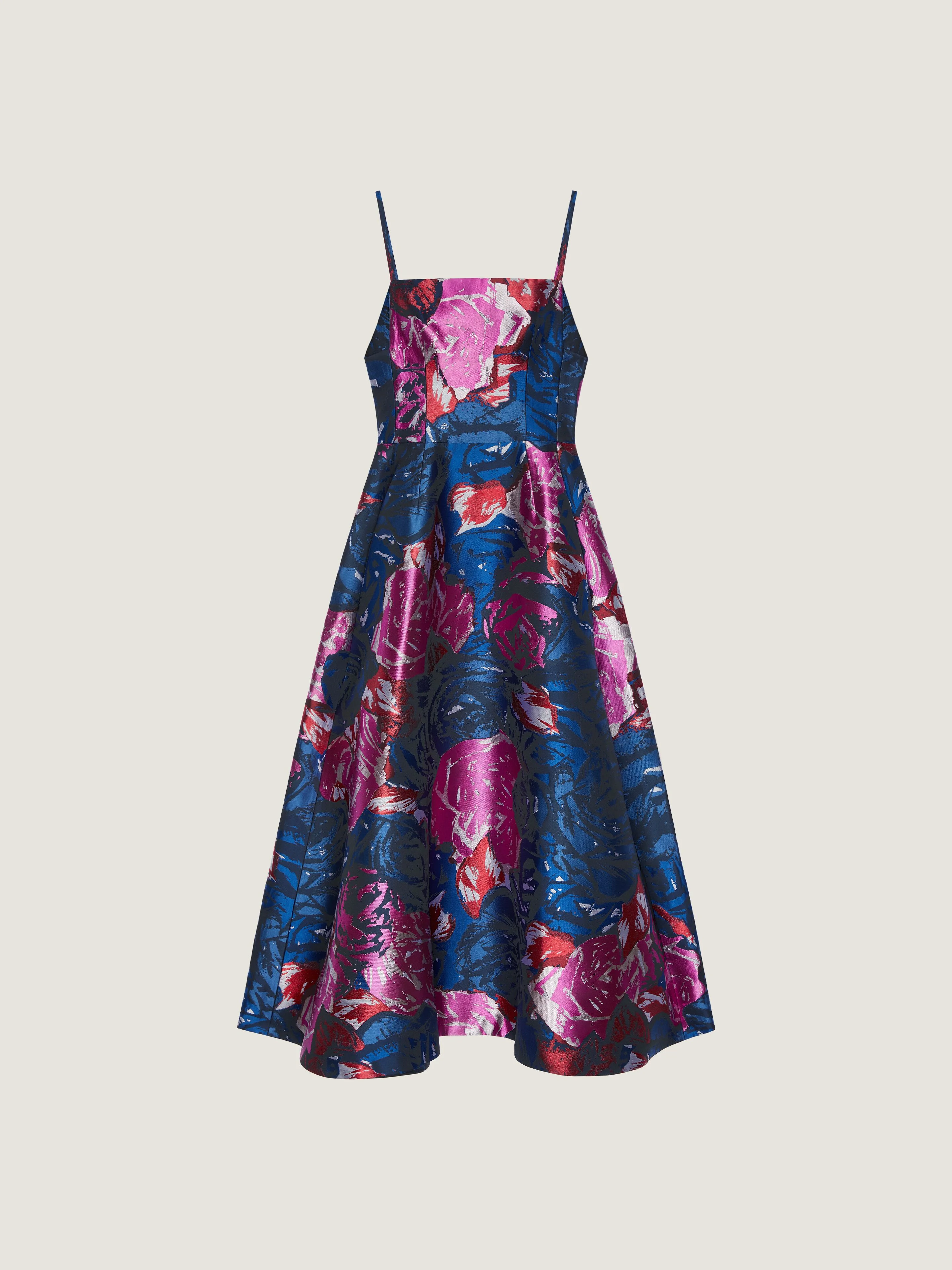 SLICED LONG DRESS IN FLORAL JACQUARD - 1