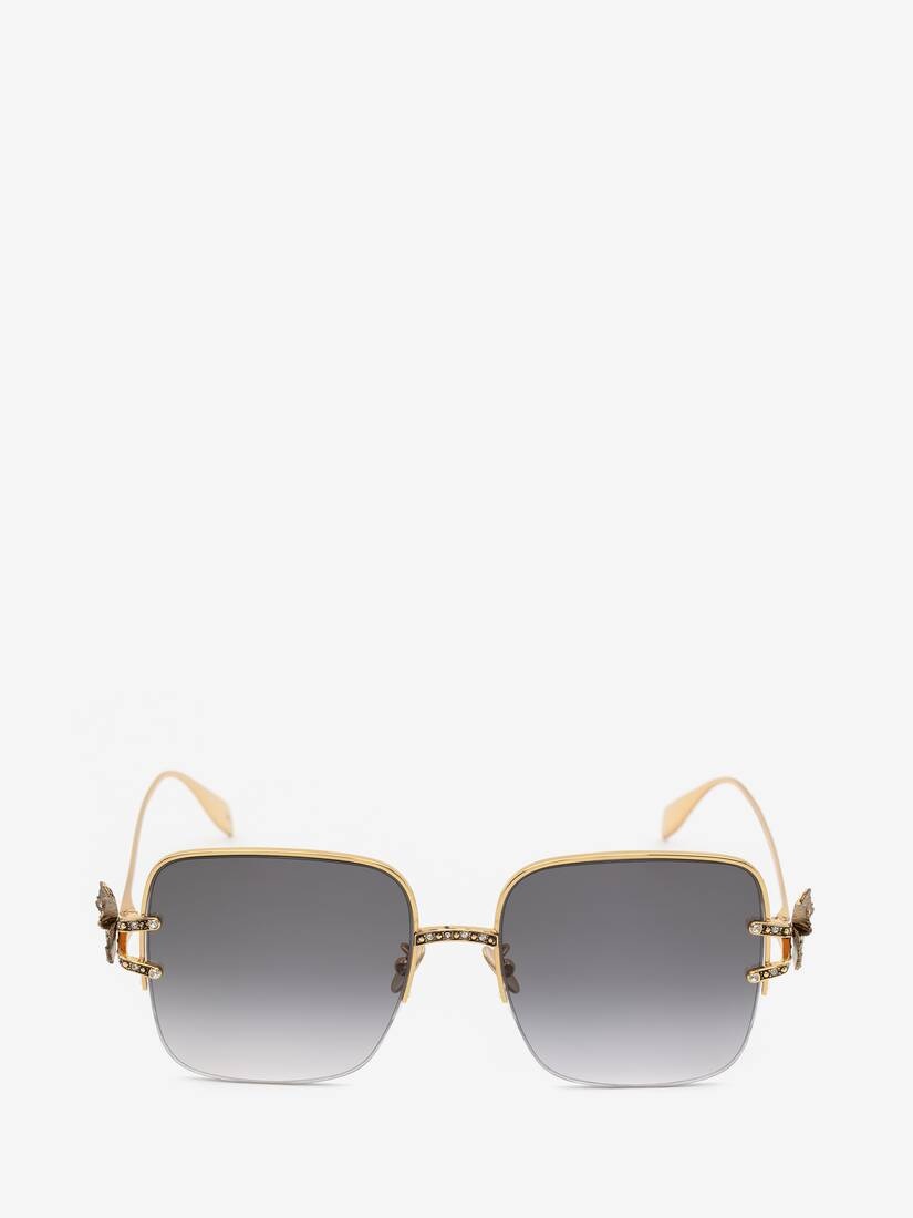 Women's Butterfly Jewelled Square Sunglasses in Gold - 1