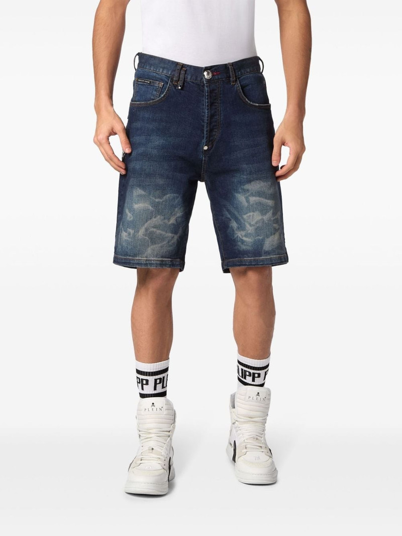 PHILIPP PLEIN logo-appliqué denim shorts outlook