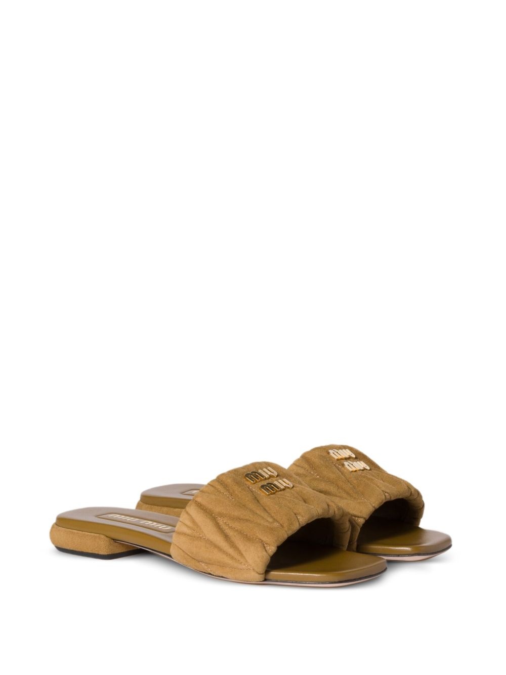 matelassé suede slides - 2