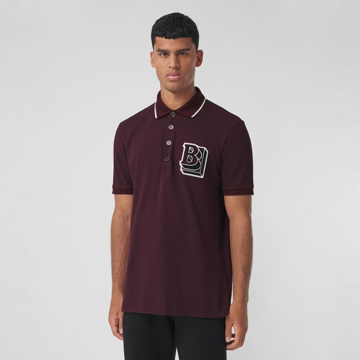 Letter Graphic Cotton Piqué Oversized Polo Shirt - 6