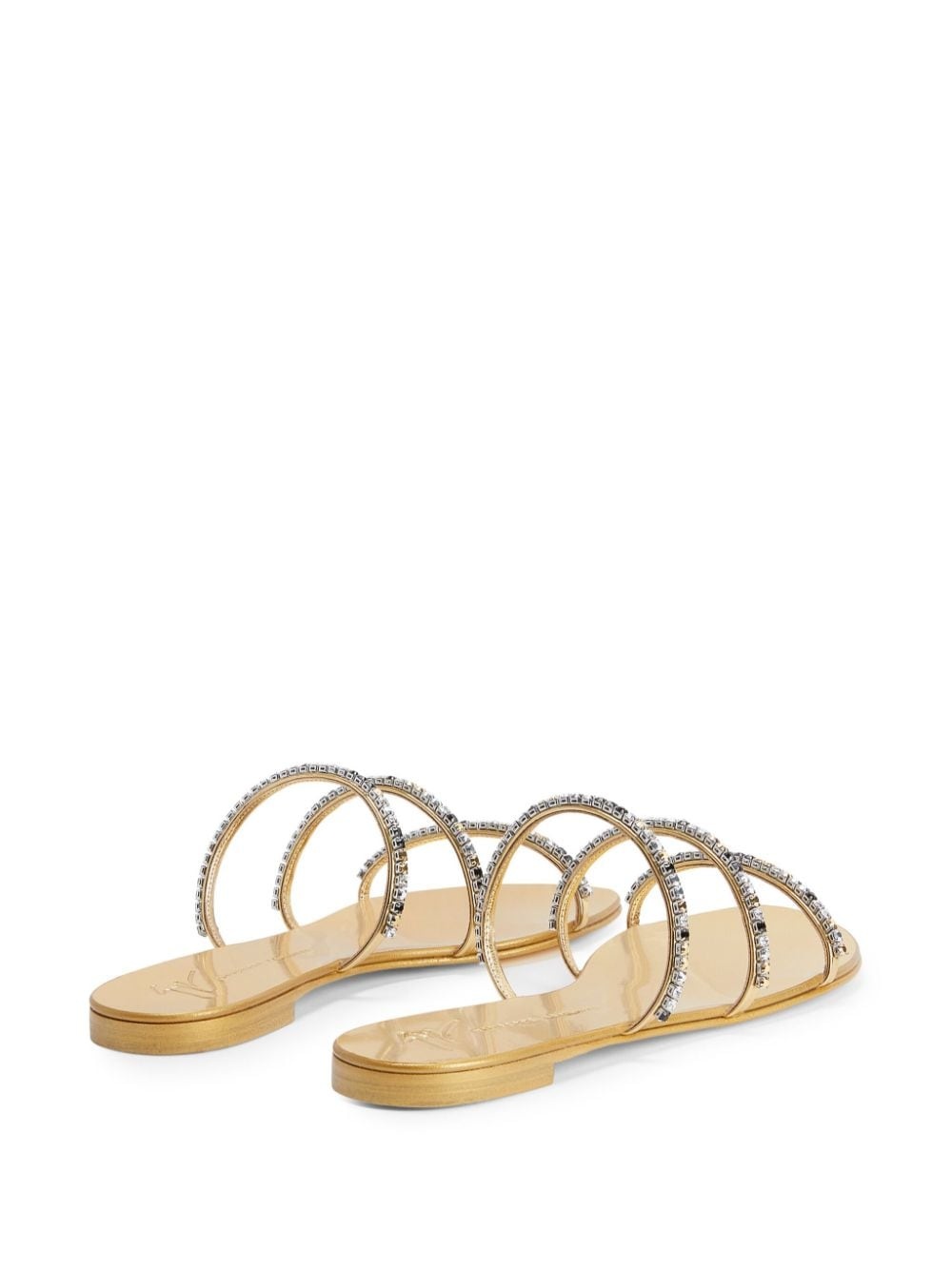 Dark Colorful crystal-embellished leather sandals - 3