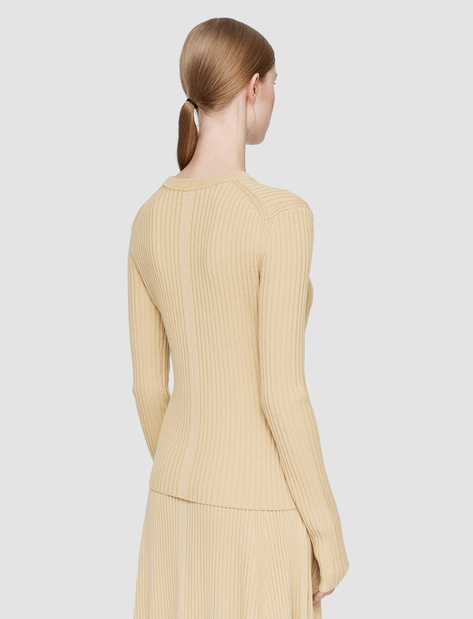 Merino Silk Rib Round Neck Jumper - 4