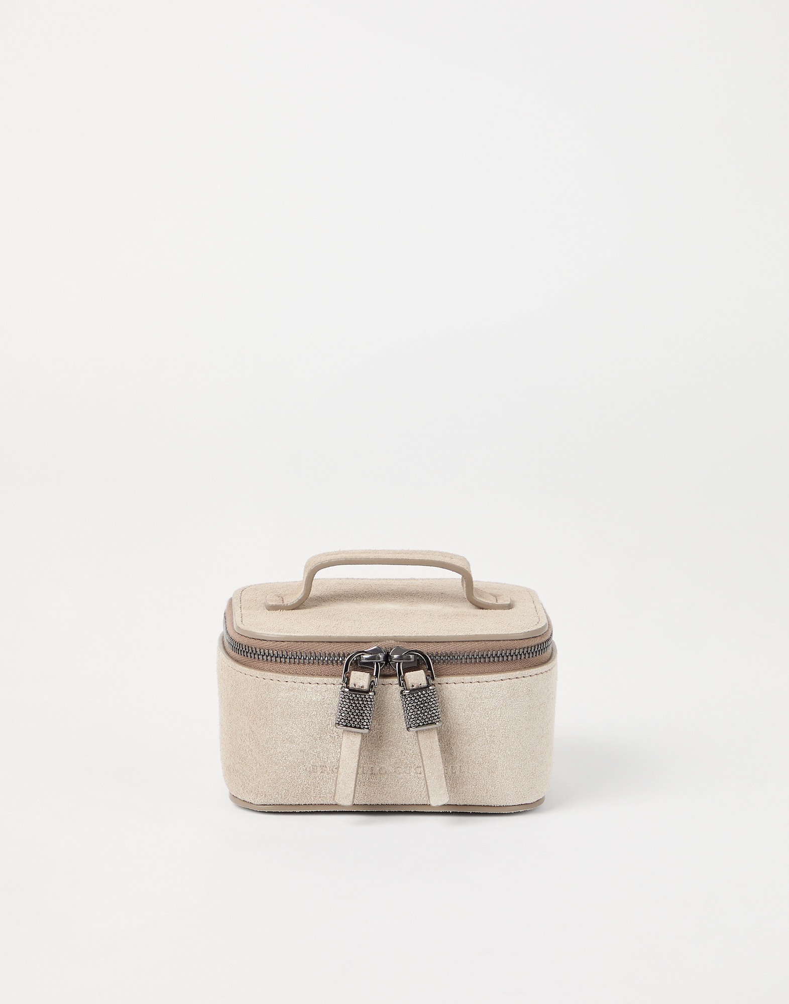 Suede small jewelry box with shiny zipper pull - 1