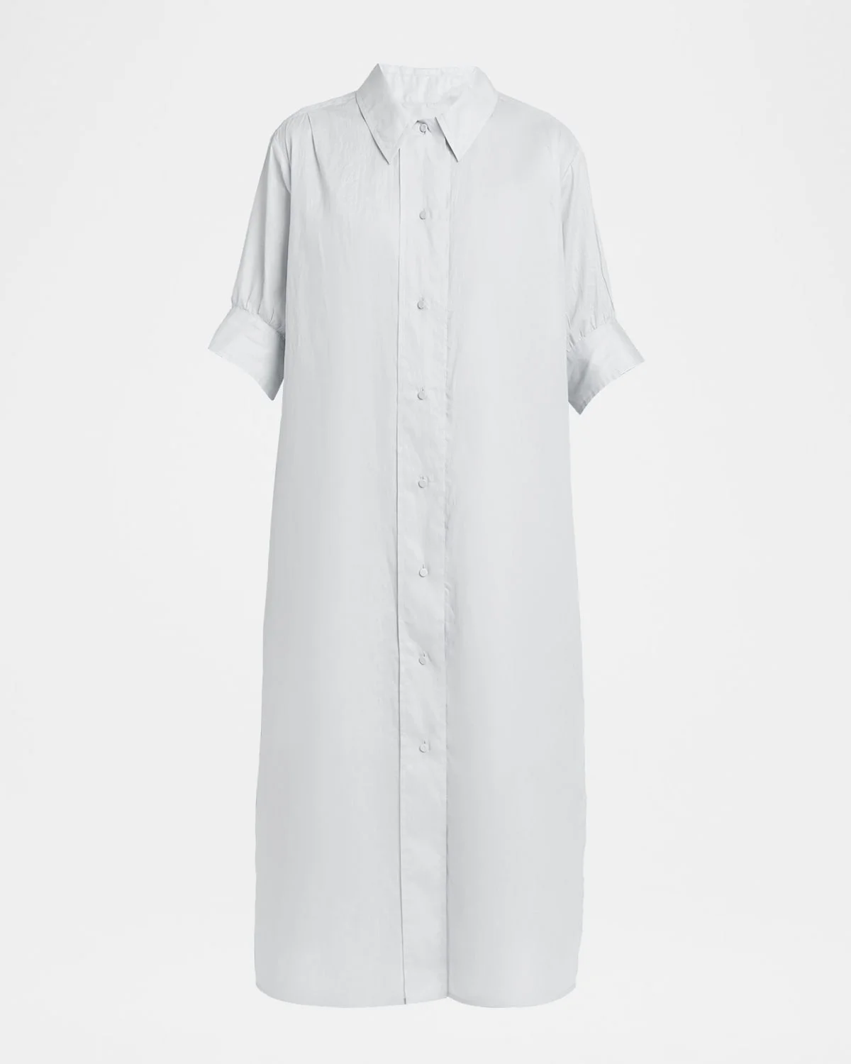 Short-Sleeve Cotton Midi Shirtdress - 1