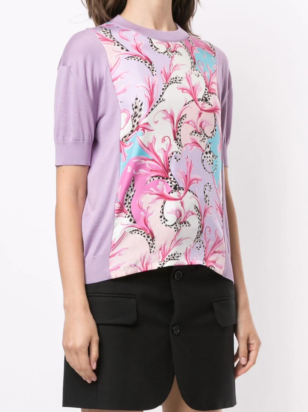 short sleeve paisley pattern top - 3