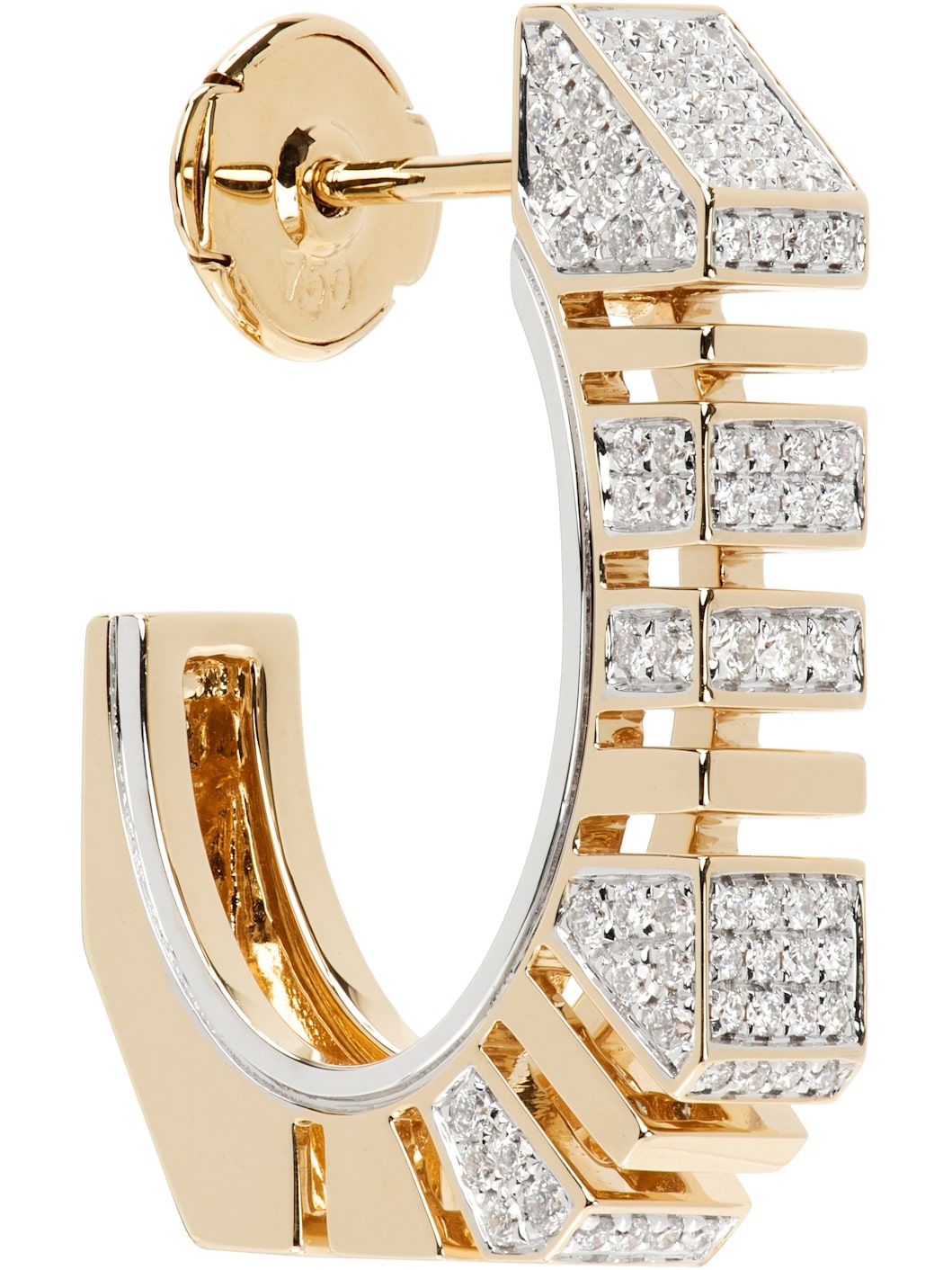 Gold & White Gold Bold Nano Pavé Single Earring - 2
