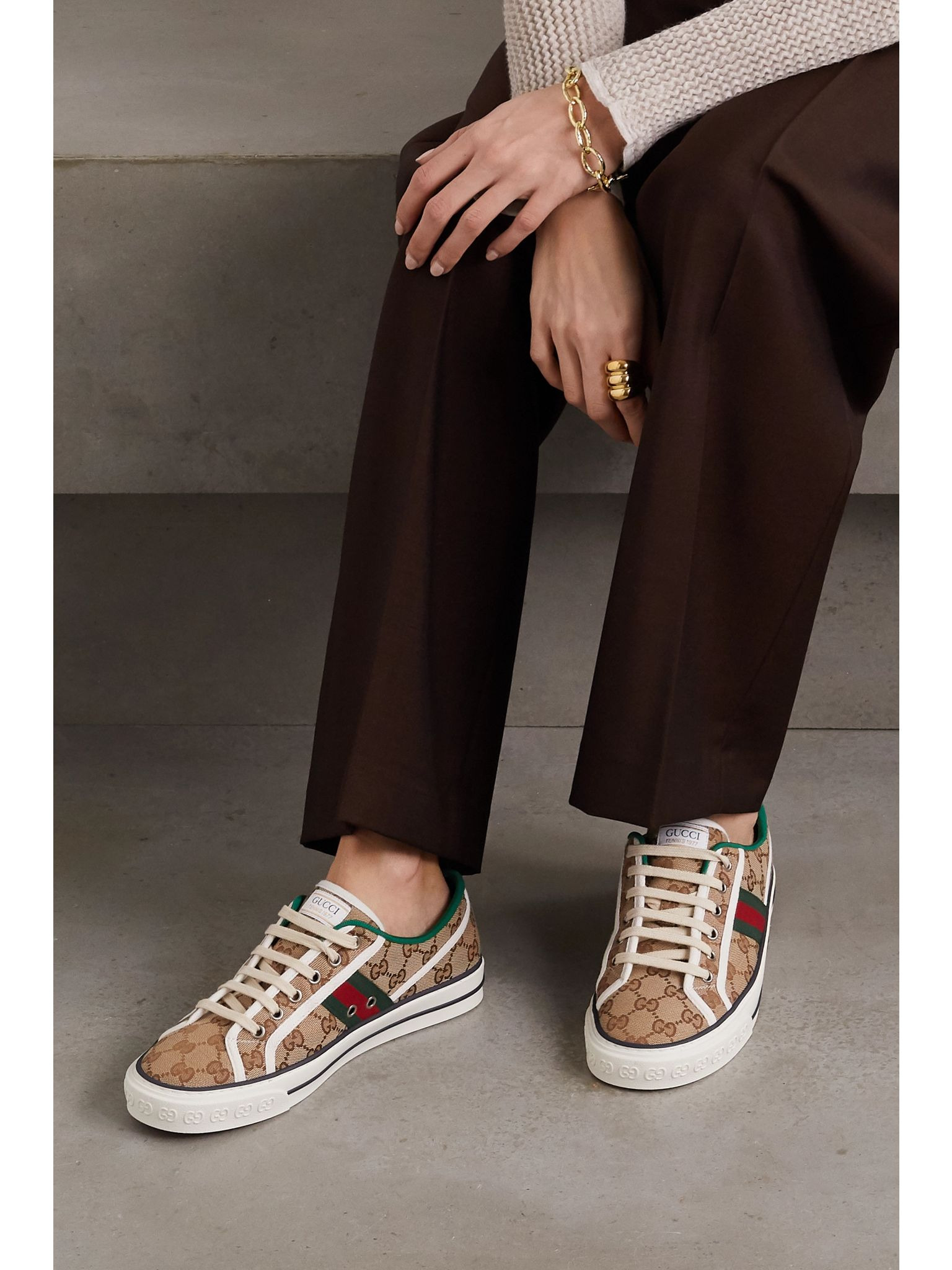Tennis 1977 logo-embroidered canvas sneakers Beige - 2