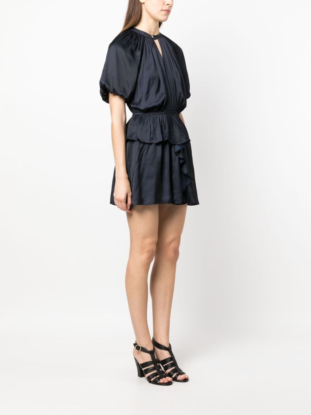 Romina puff-sleeve ruched mini dress - 3