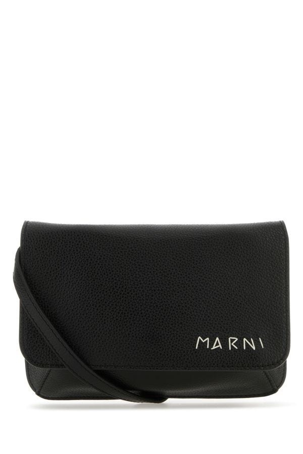 Marni Man Black Leather Flap Trunk Crossbody Bag - 1