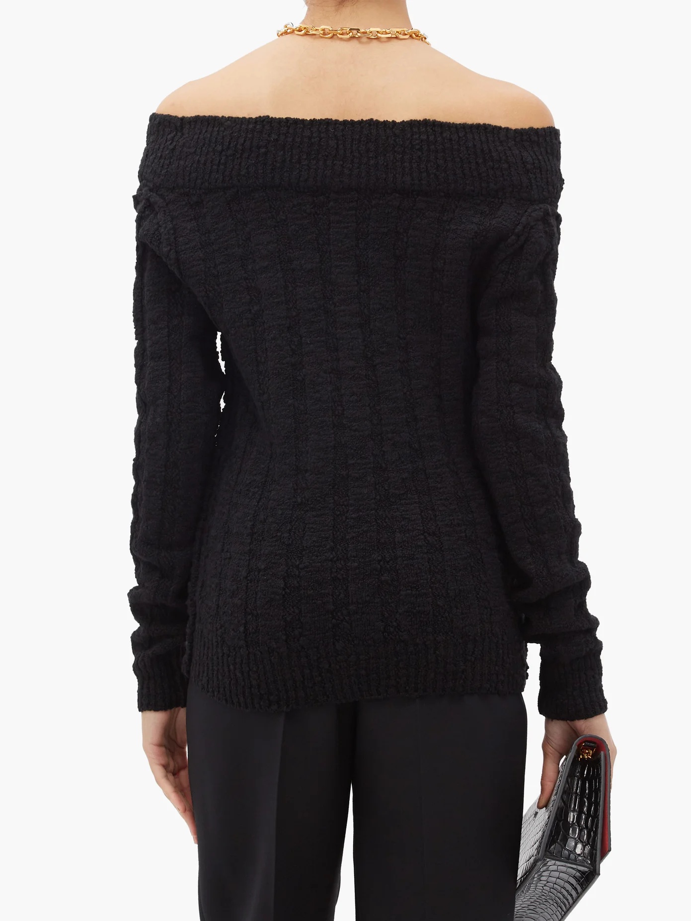 Off-the-shoulder ribbed wool-blend sweater - 5