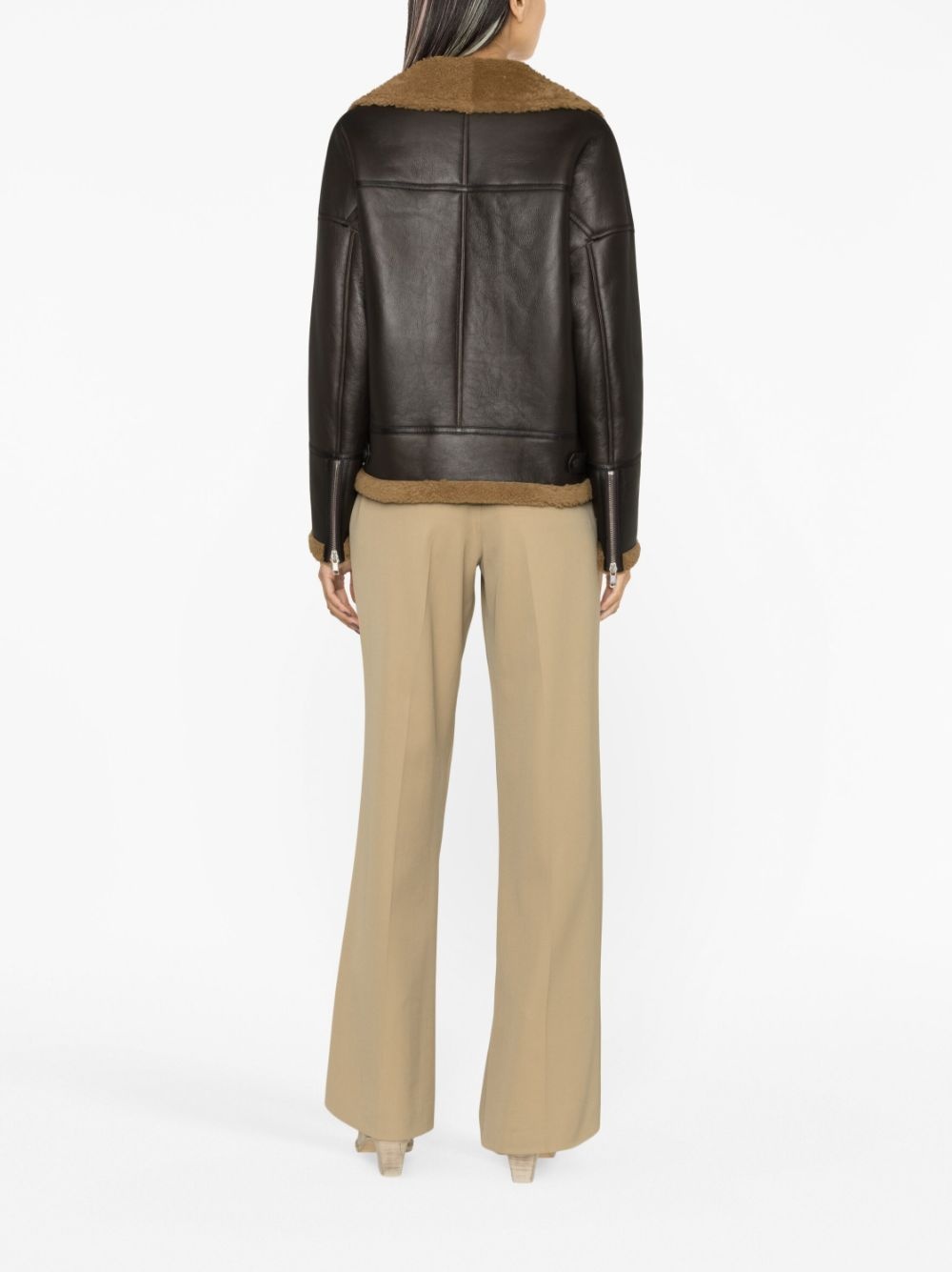 zip-up leather jacket - 4