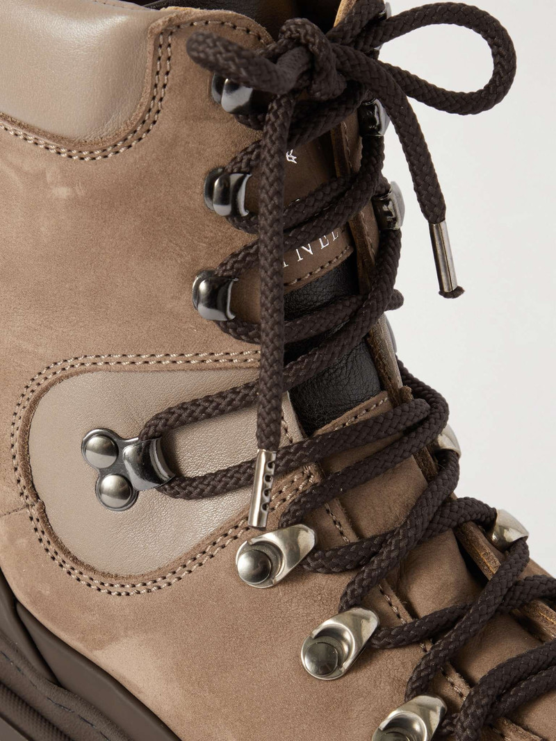 Rubber-Trimmed Nubuck and Leather Boots 6
