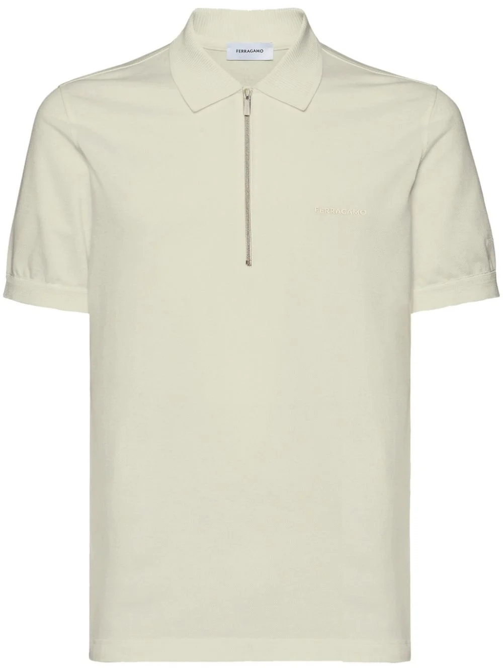 logo-embroidered half-zip polo shirt - 1