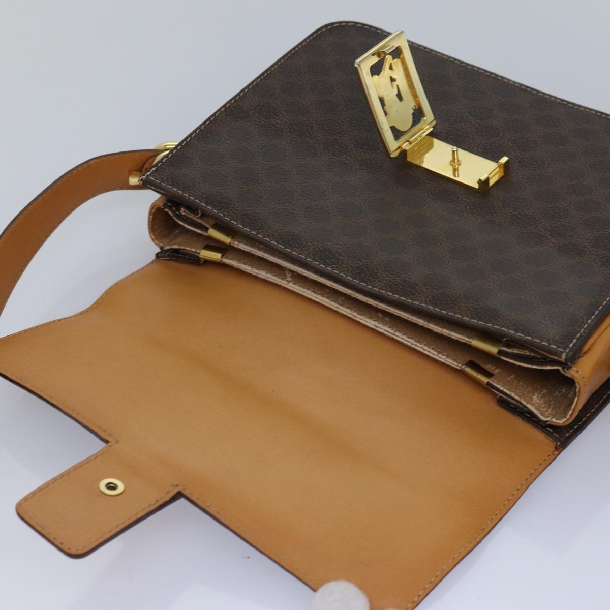 CELINE Macadam Canvas Shoulder Bag Pvc Leather Brown - 10