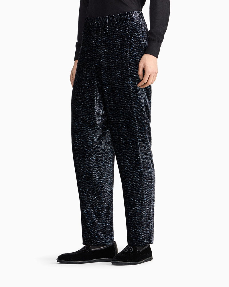 GIORGIO ARMANI CHEVRON PRINT VELVET TROUSERS outlook