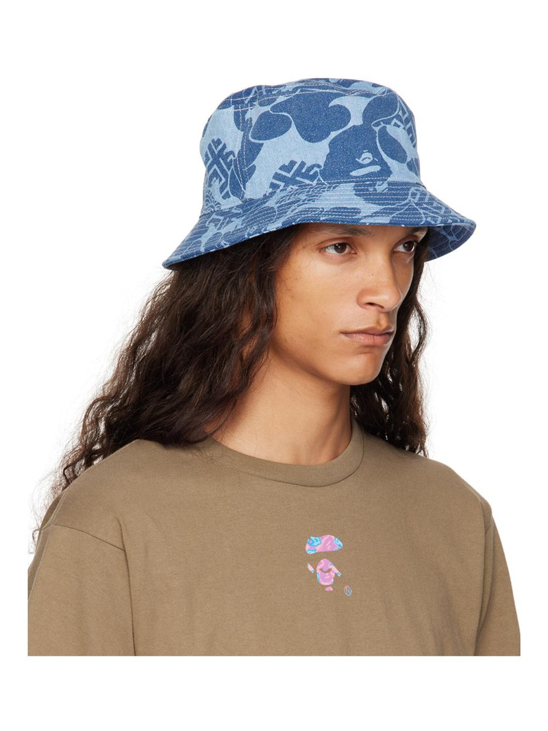 A BATHING APE® Blue Camo Denim Bucket Hat outlook