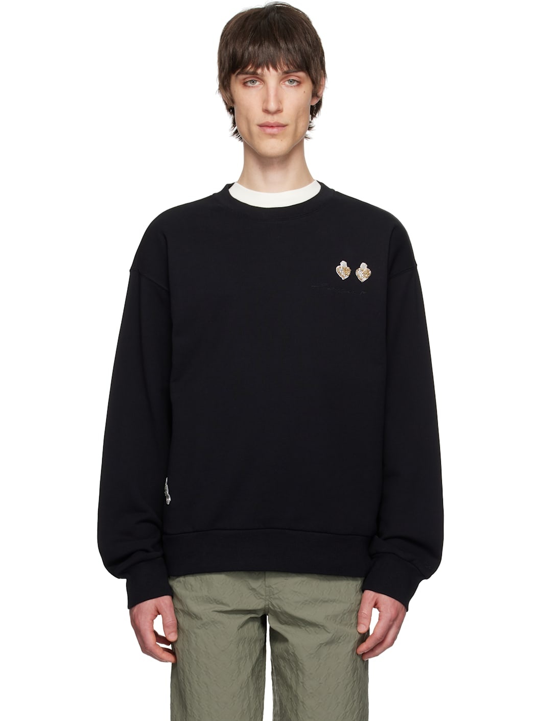Black Cotton Patches Sweatshirt - 1