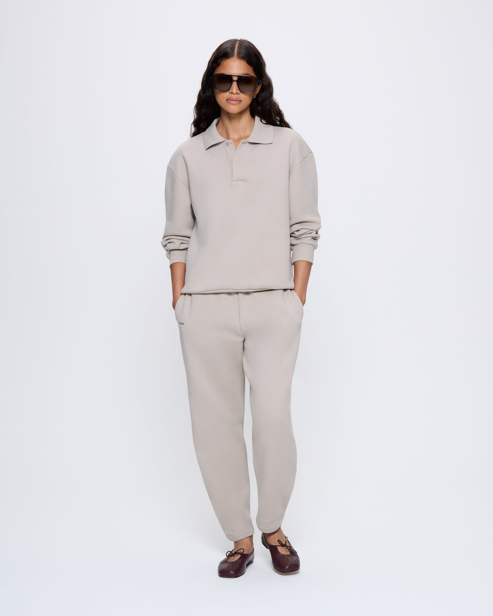 Womens DNA Heavyweight Polo Sweatshirt - Stone - 3