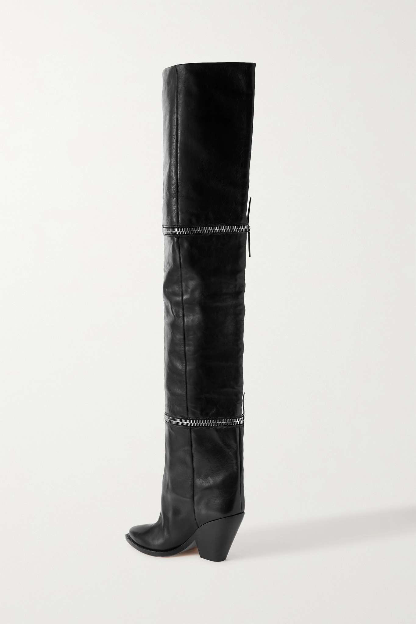 Lelodie zip-embellished leather over-the-knee boots - 3