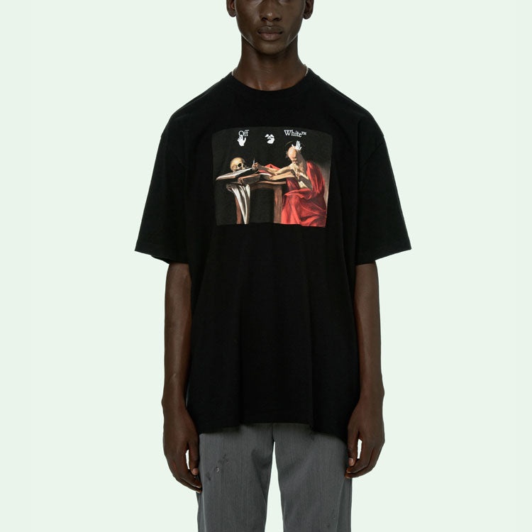 Off-White Caravaggio Short-Sleeve Over Tee 'Black/Red' OMAA038R21JER0031025 - 5