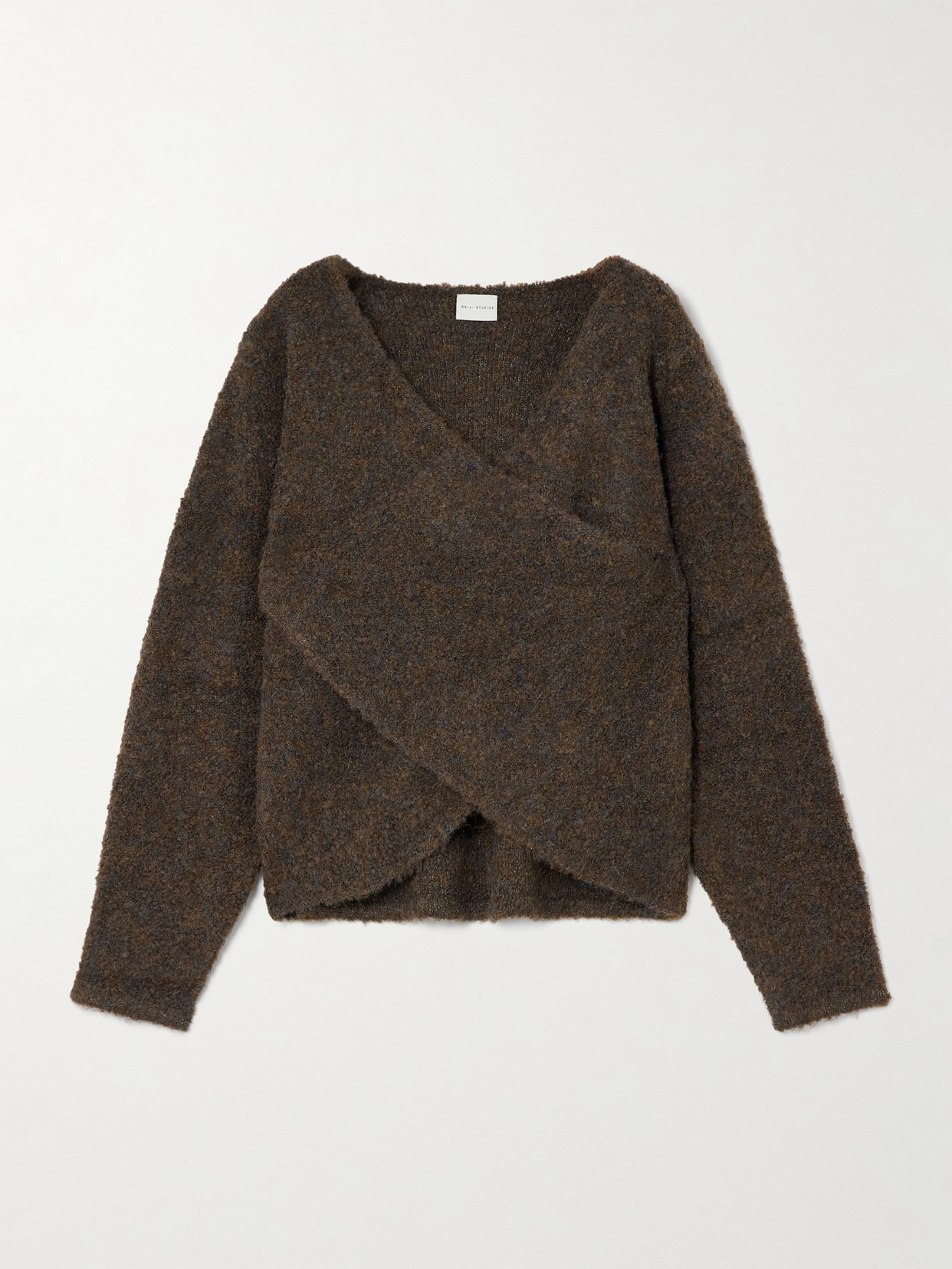 Crossover Wrap-effect Recycled Knitted Sweater - 1