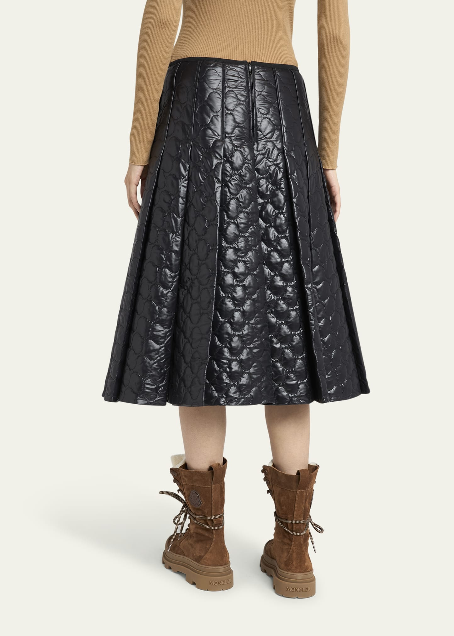 Pleated Down Midi Skirt - 3