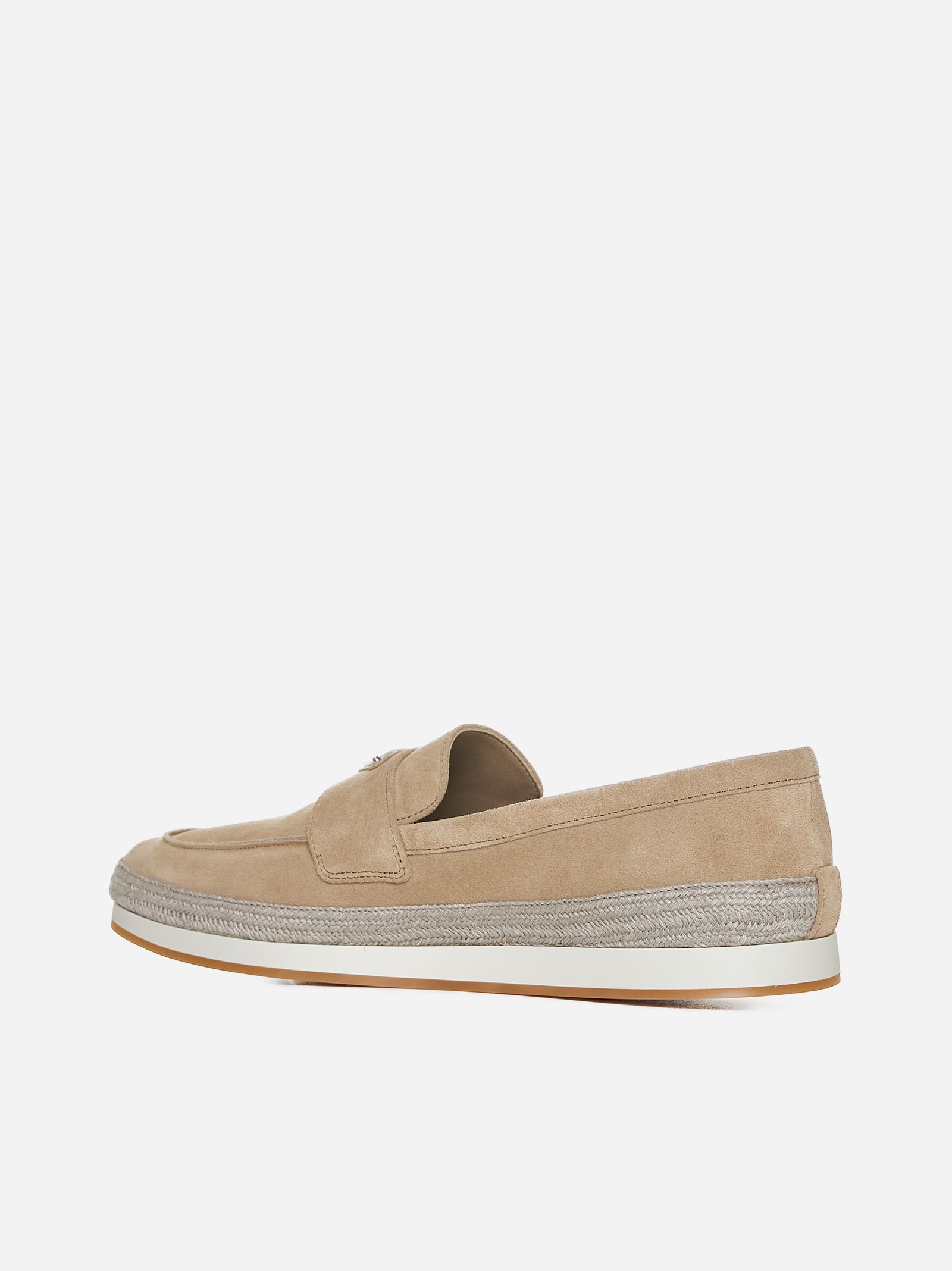 Suede and raffia loafers - 3