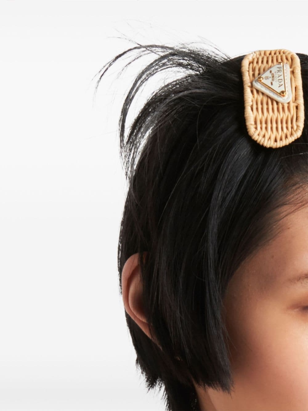 triangle-logo interwoven hair clip - 3