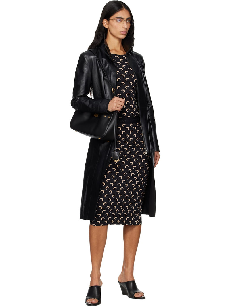 Marine Serre Black Moon Printed Jersey Midi Skirt outlook