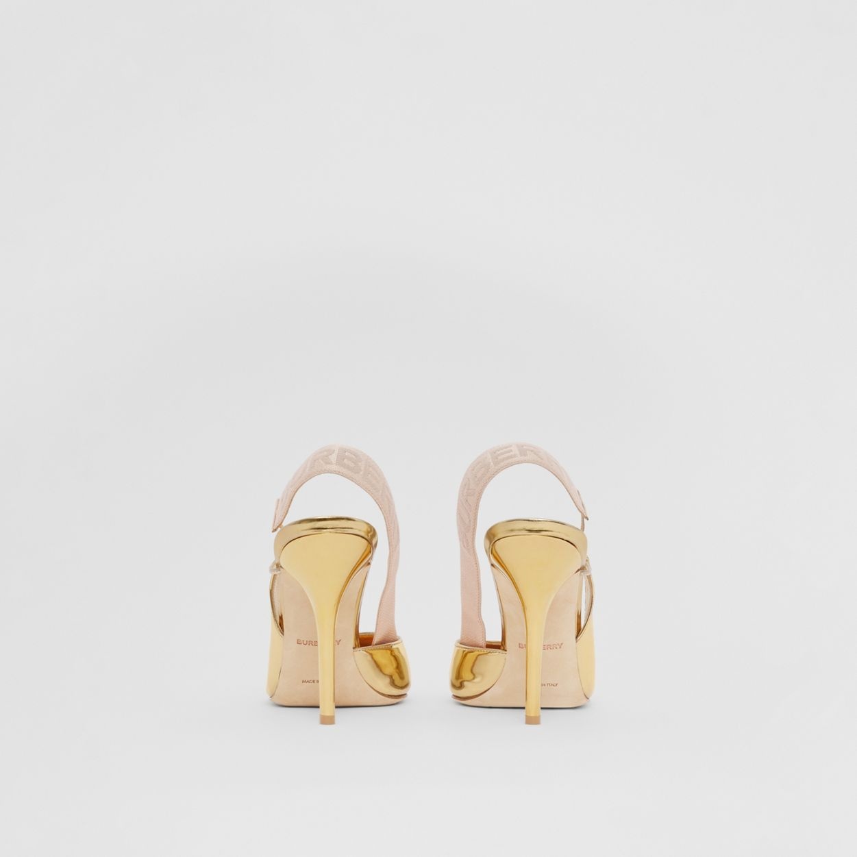 Metallic Leather Slingback Pumps - 5
