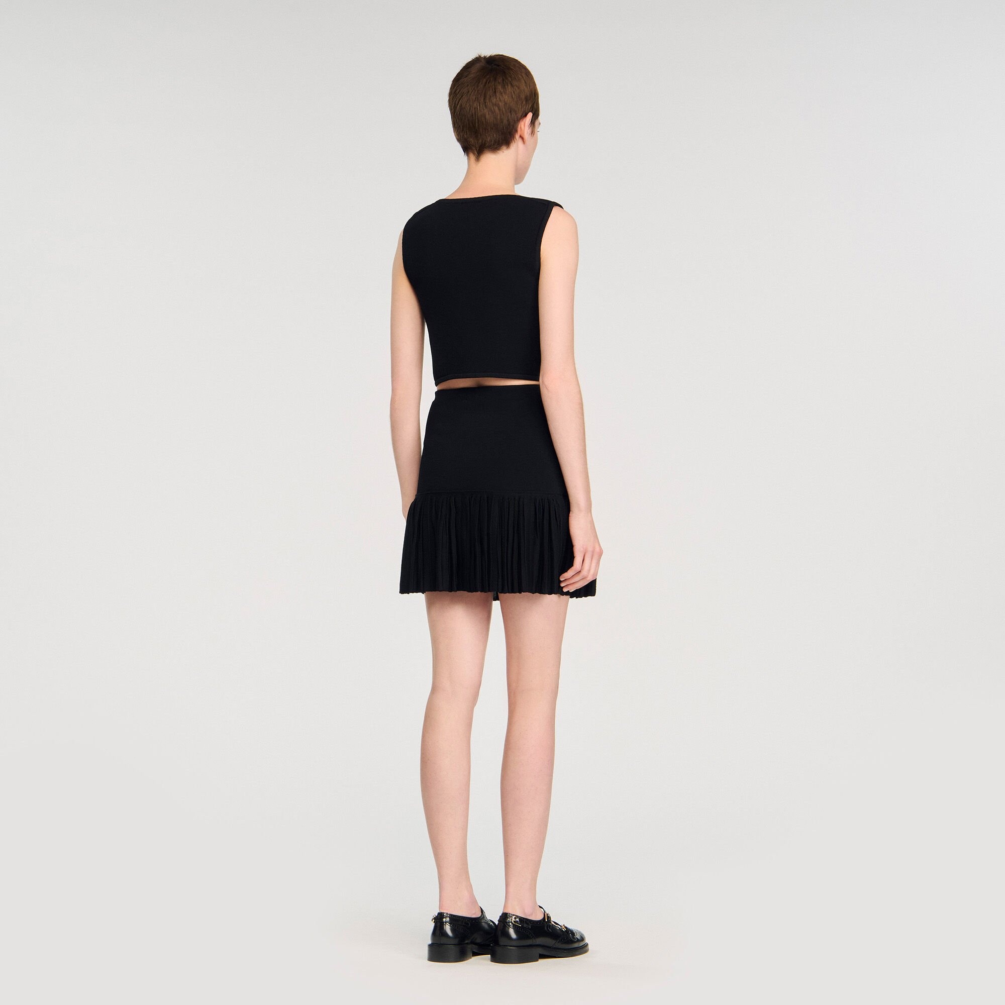 BUTTON DETAIL CROPPED KNIT TOP - 5
