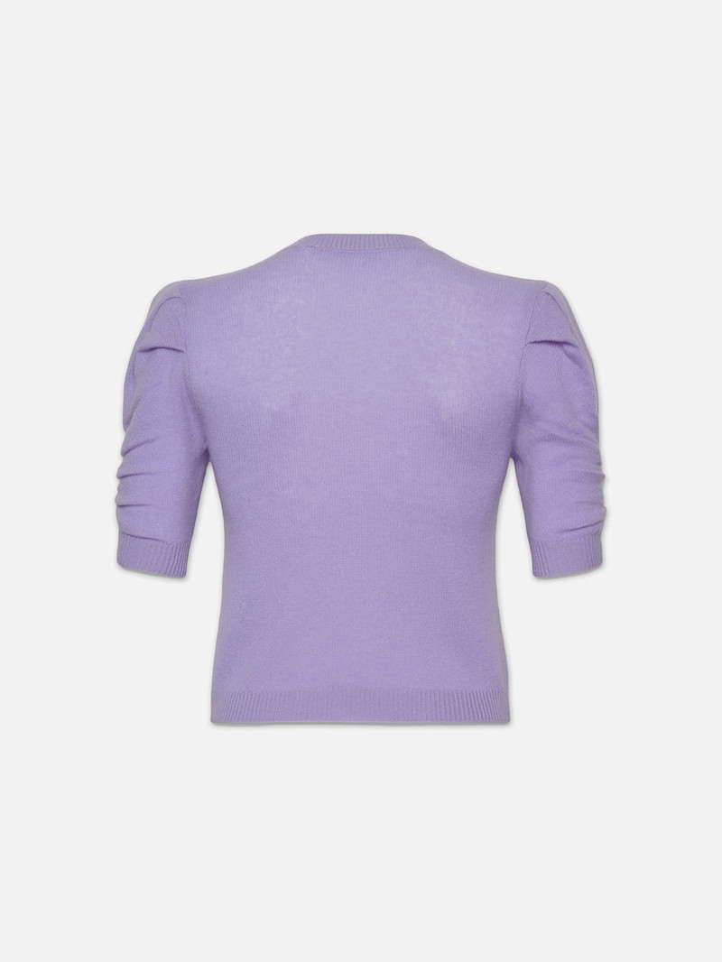 FRAME Ruched Sleeve Cashmere Sweater in Lilac outlook