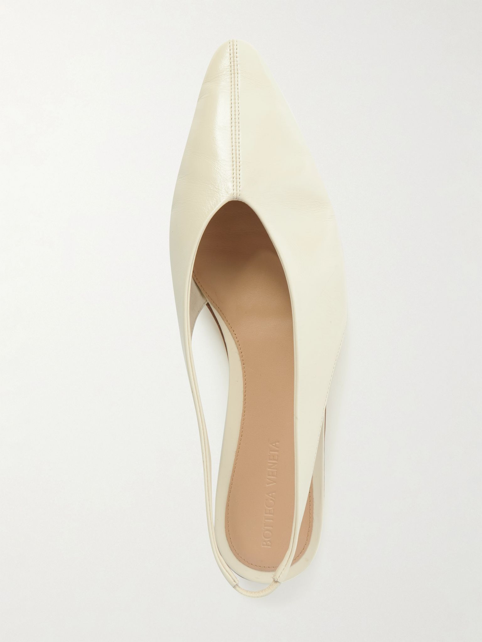 Sofia leather slingback point-toe flats Cream - 5
