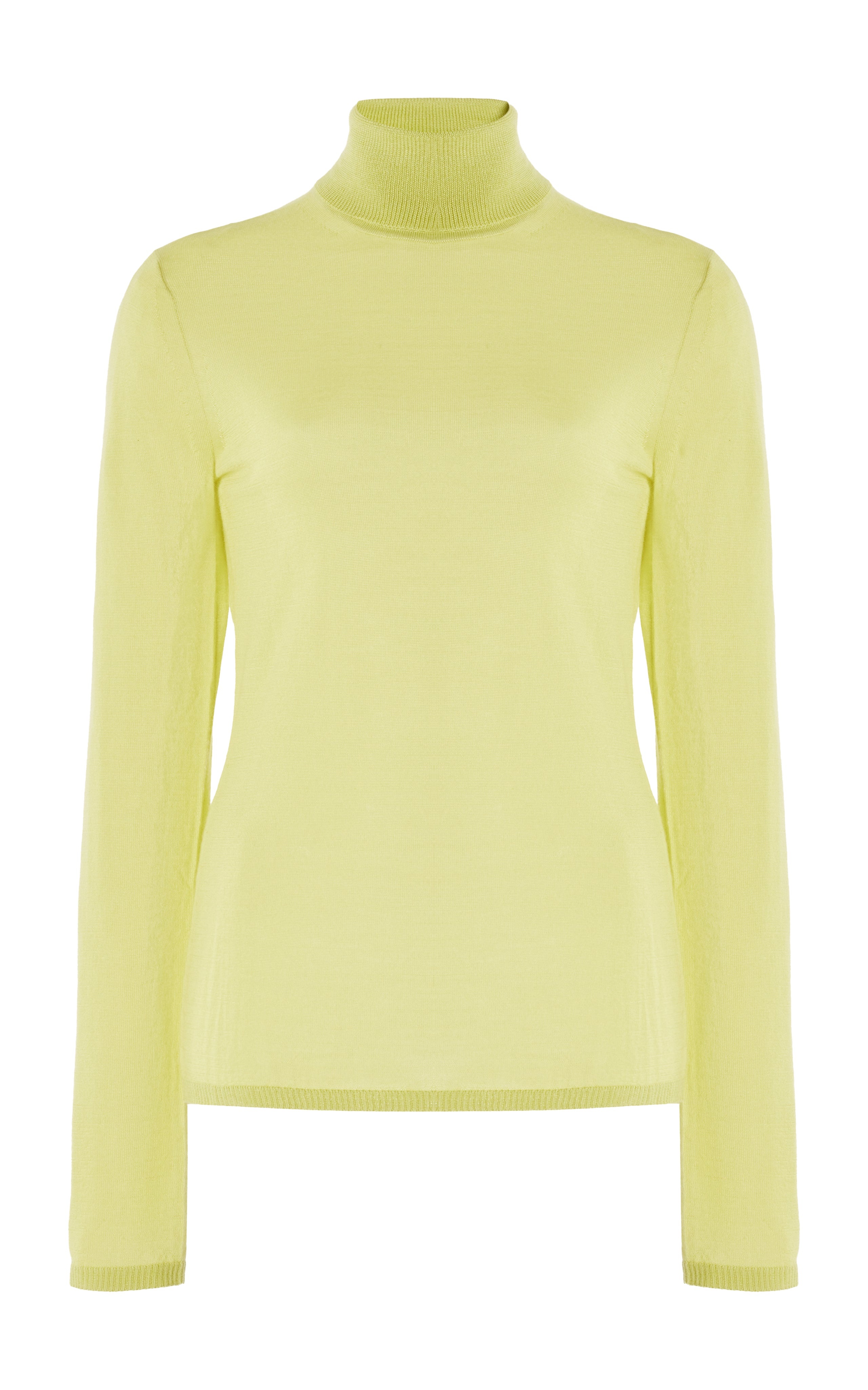 Costa Turtleneck in Lime Adamite Silk Cashmere - 1