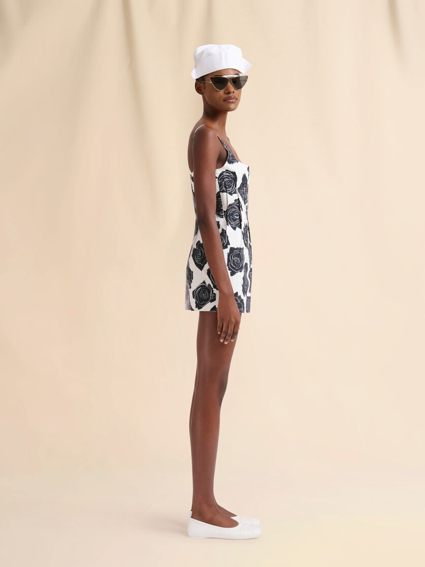 WHITE BONDED POPLIN MINI DRESS WITH LUNA PRINT - 6