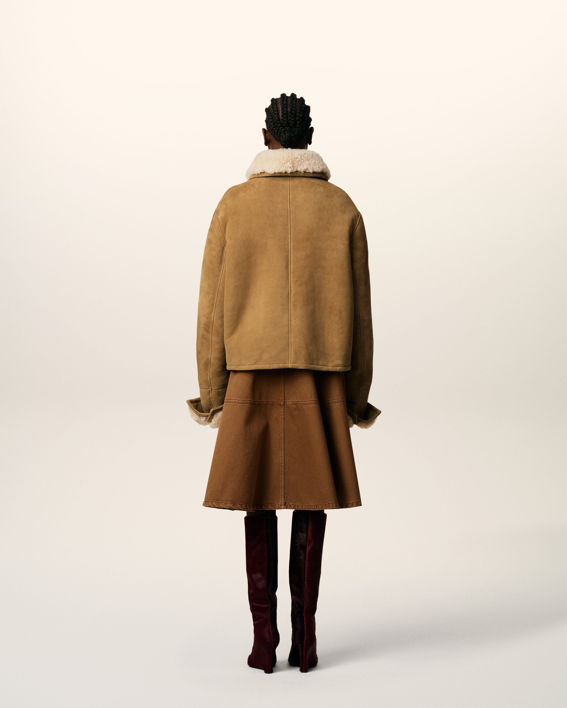 BROWN SHEARLING BUTTONNED JACKET - 5