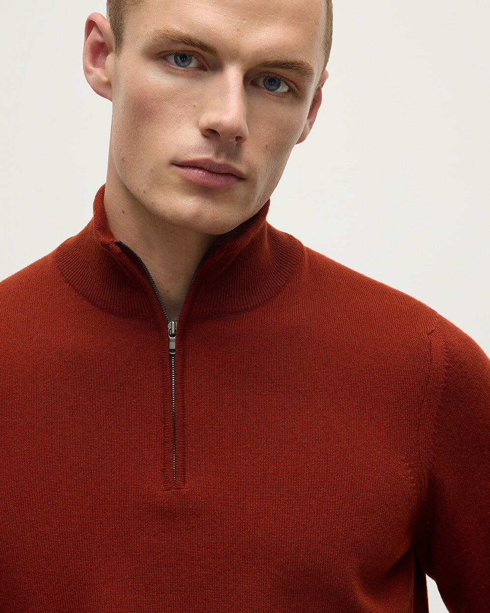 Classic Cashmere Red Zip Neck Jumper - 5