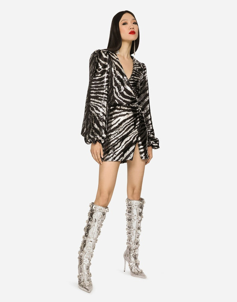 Short sequined wrap dress 1