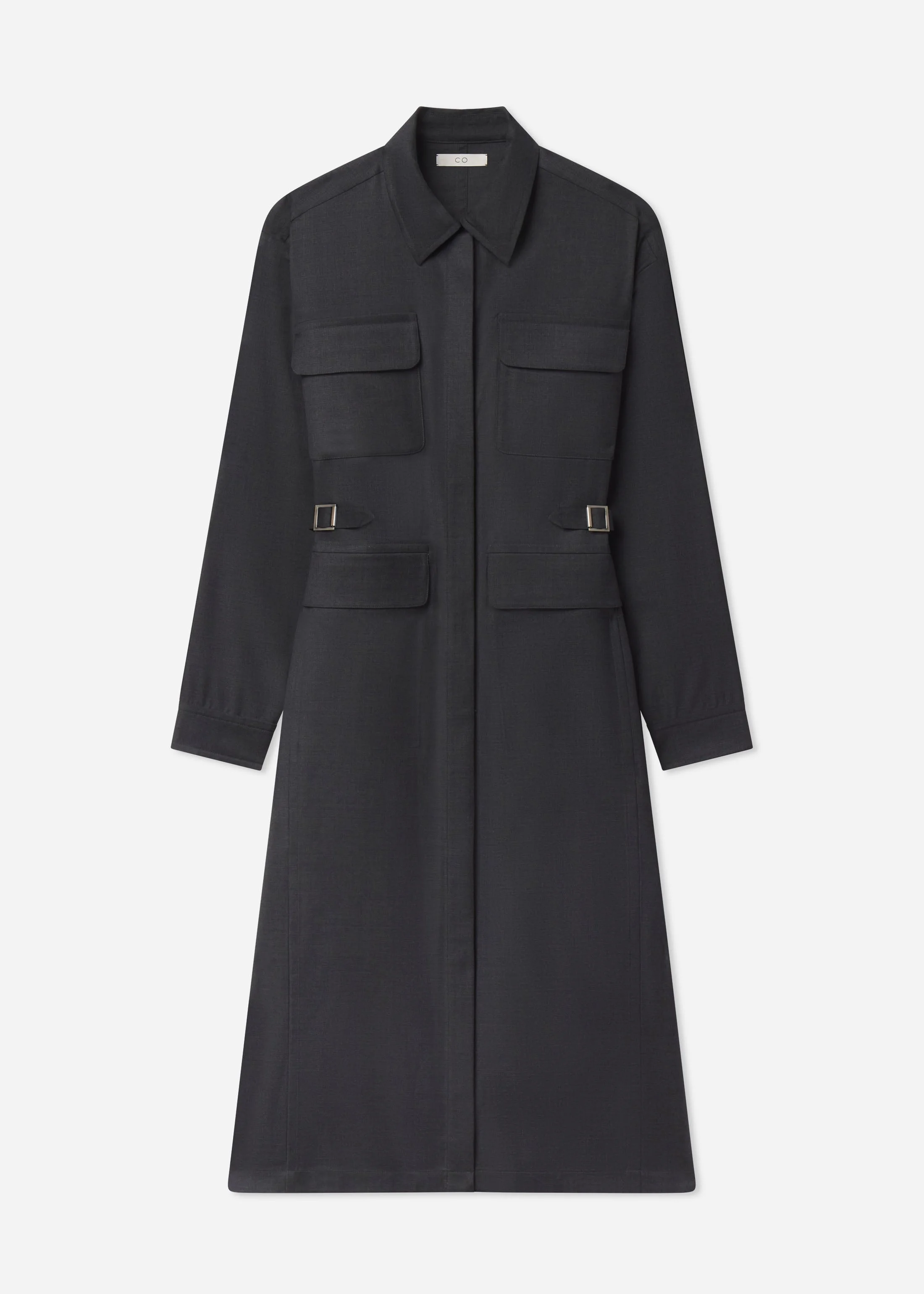 Workwear Shirt Dress in Wool - 1