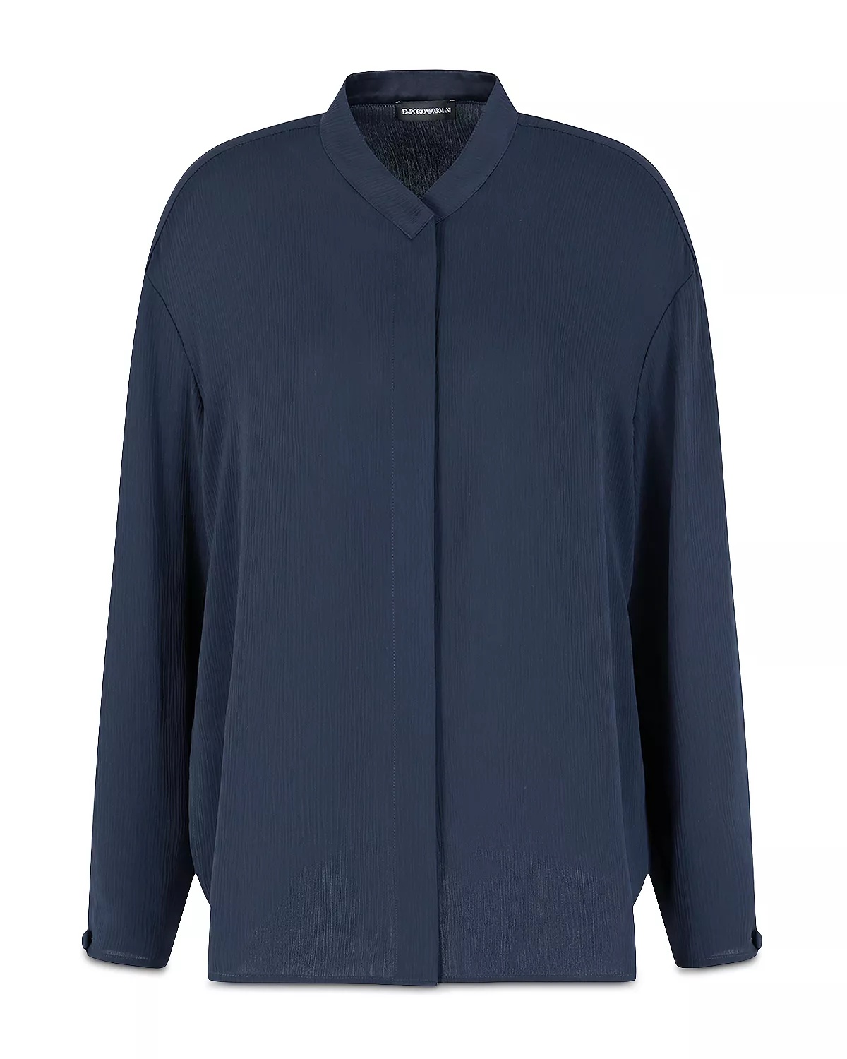 Creponne Long Sleeve Button Down Blouse with Guru Collar - 6