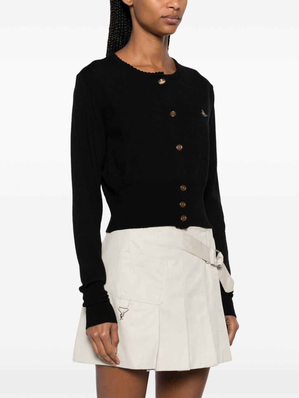 Orb logo-embroidered wool cardigan - 3
