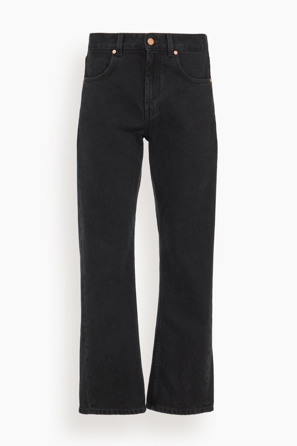 Curved Organic Cotton Denim Jean in Washed Black - 1
